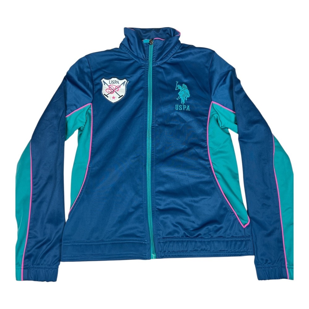 U.S. Polo Assn. Women's Track Jacket Full Zip Size S Blue/teal‎